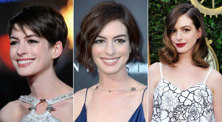 Ladies övergångsfrisyrer pixie-cut-short-medium-long-bob-strähnen-anne-hathaway