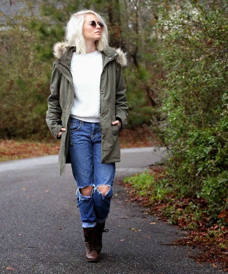 dam-parka-vinter-mode-kombinationer-casual-pojkvän-jeans-tröja