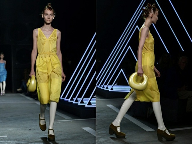 gul klänning något transparent designer mode amerika