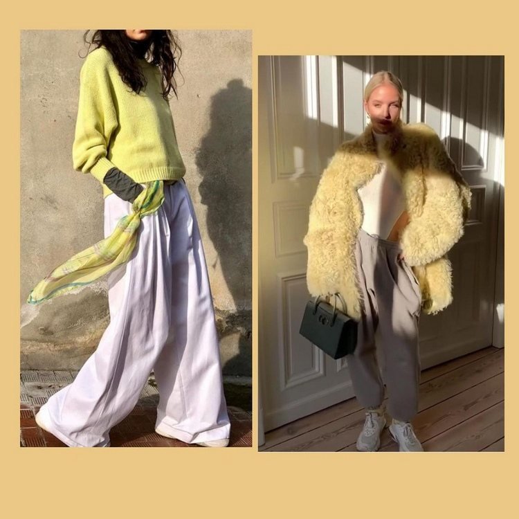 modetrend 2021 athflow -kombinationer i gult och grått