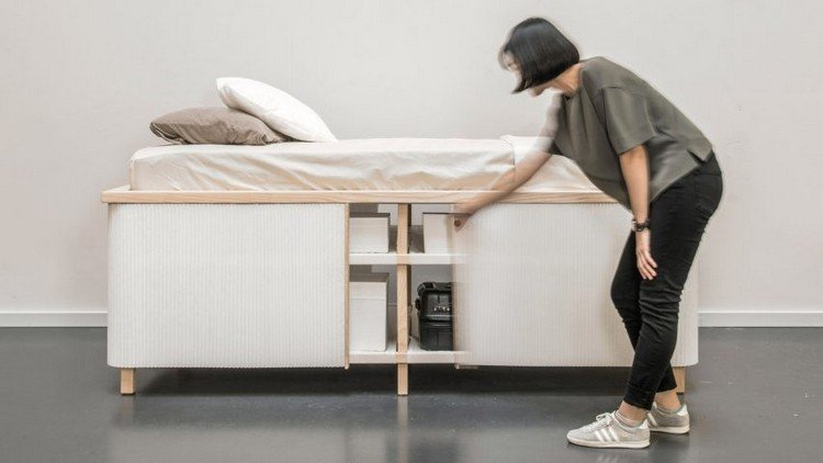 säng med förvaringsutrymme möbler platsbesparande design