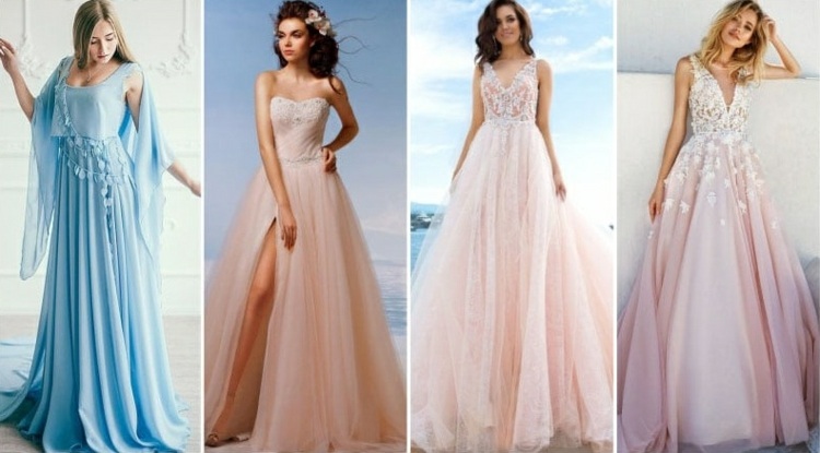 Strandbröllopsklänning i ljusa färger för modiga damer
