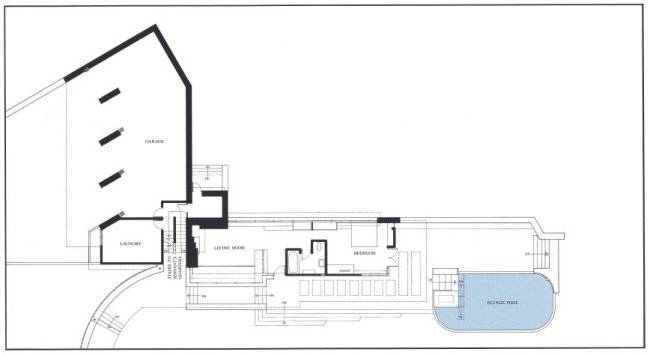 planöversikt fallswater house av frank lloyd wright