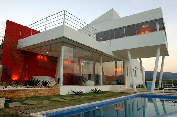 modern villa-stängd terrass