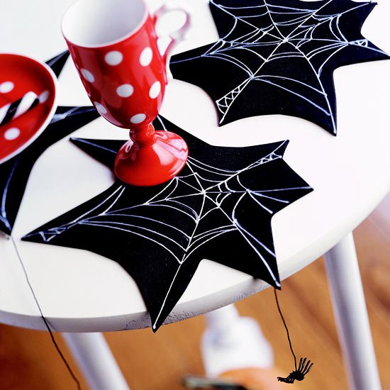 hus för att dekorera halloween glasunderlägg spindelnät