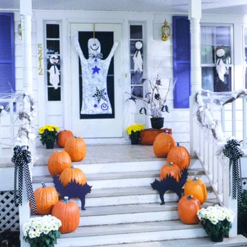 hus halloween dekor veranda pumpor spöken