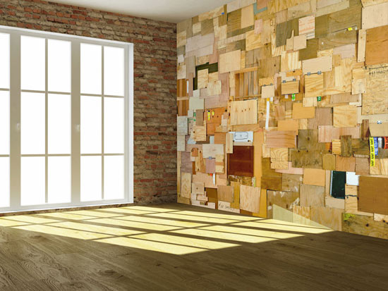 phoebe washburn art installation trä väggpaneler lapptäcke
