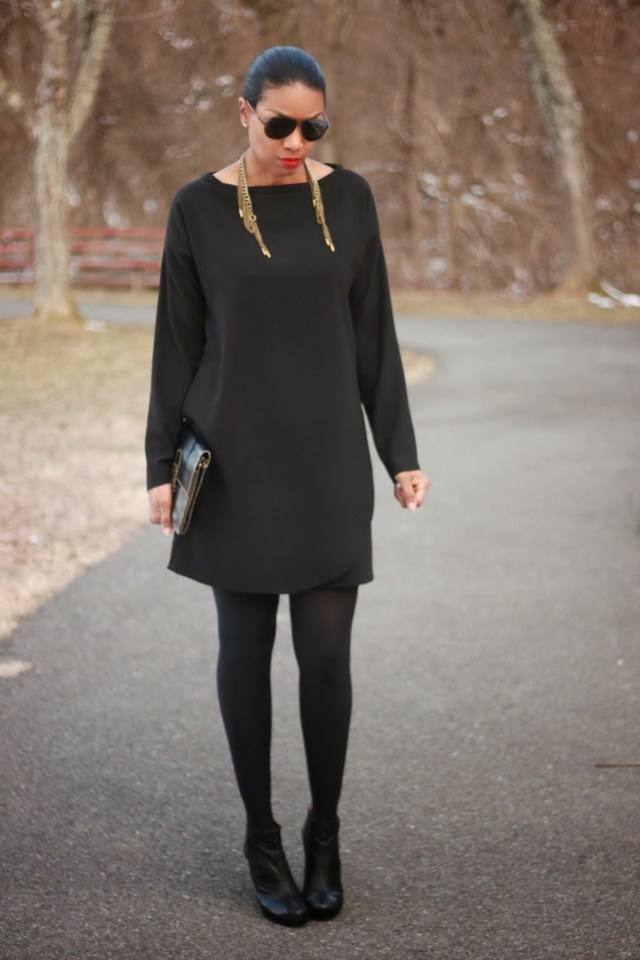 klänning långärmad svart bred officiellt på modet