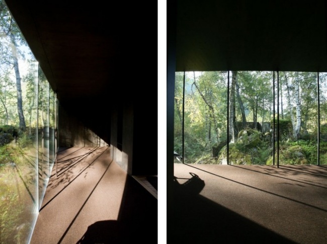 glasvägg inuti juvet designer landskapshotell i norge