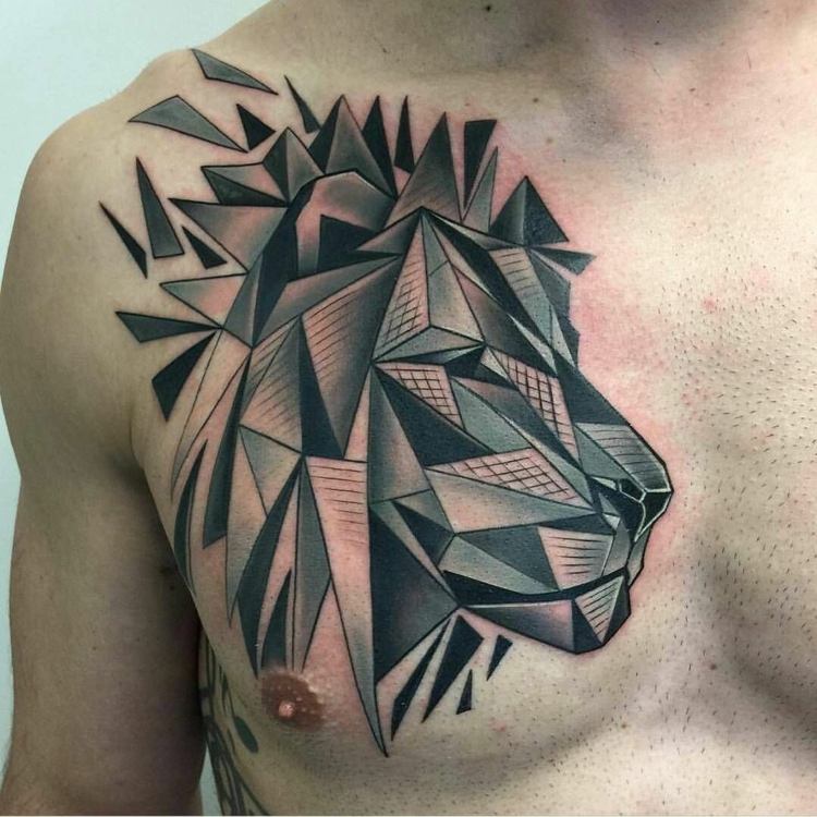 Lion tatuering abstrakt form skärvor effekt för axeln
