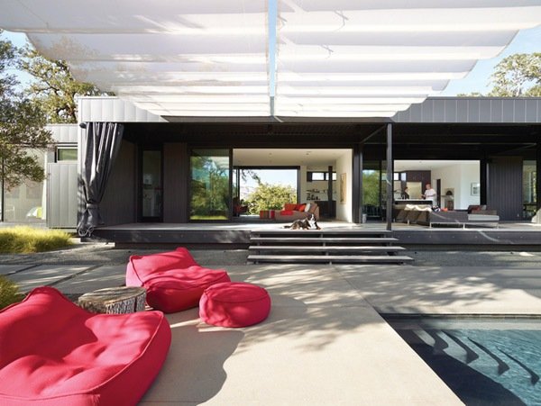 modernt prefabricerat hus marmol radziner california poolområde