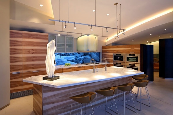 modern husdesign med kök med havsutsikt