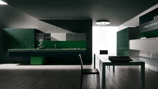 ängsgrönt kök valcucine glasfronter italien