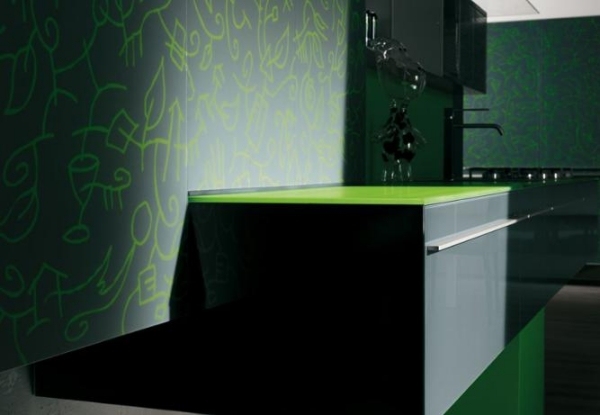 glasdekorationer köksäng grön italien valcucine