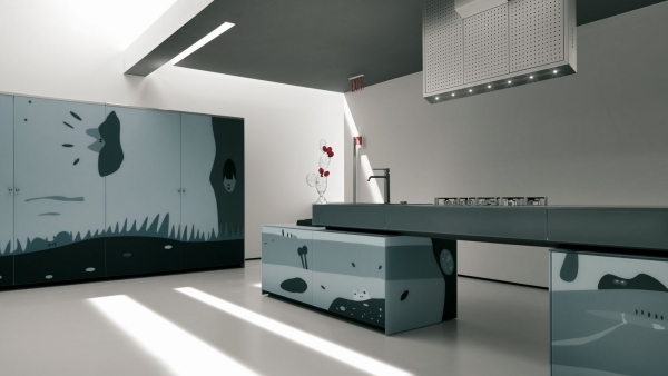 valcucine artematica vitrum arte ljusblå ritningar köksfronter