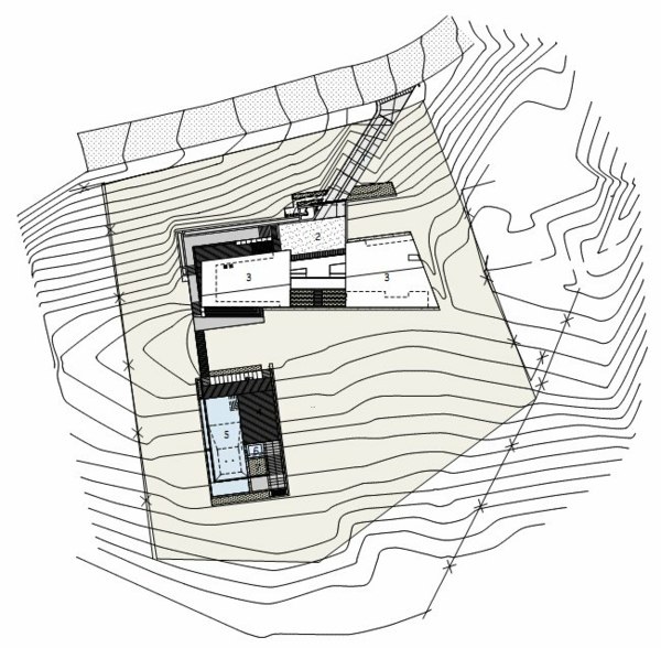 modern-kust-hus-golv-plan-utomhus-plats-plan