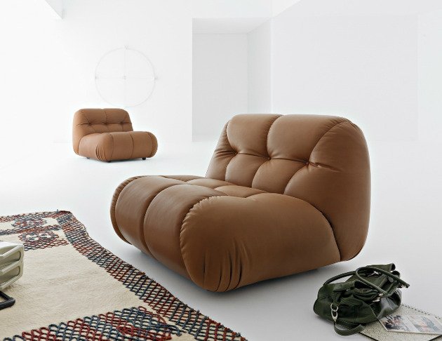modulär design soffa mimo brunt läderklädsel