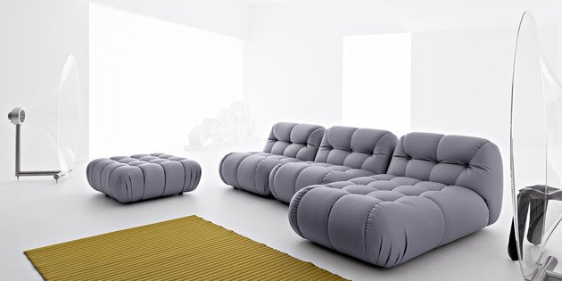 modulär design soffa stoppad pall grå färg