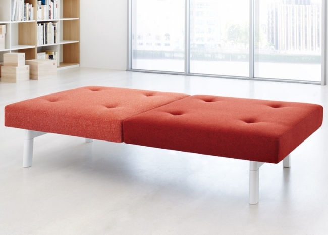 Bänkdesign modulära möbler-röd klädsel-aluminiumram