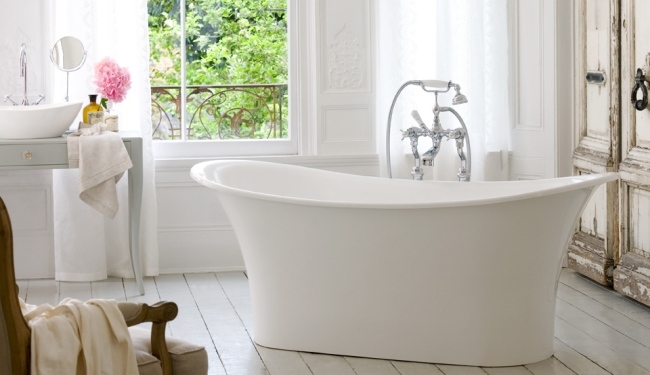 Fristående badkar badrum vit-Victoria Albert Toulouse modell
