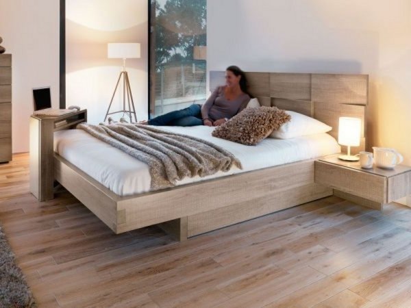 säng design massiv ek låda gautier frankrike