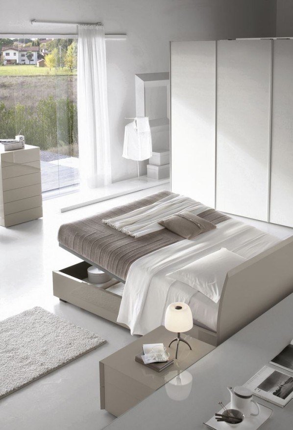 design säng säng förvaringslåda ljus trä italia diotti