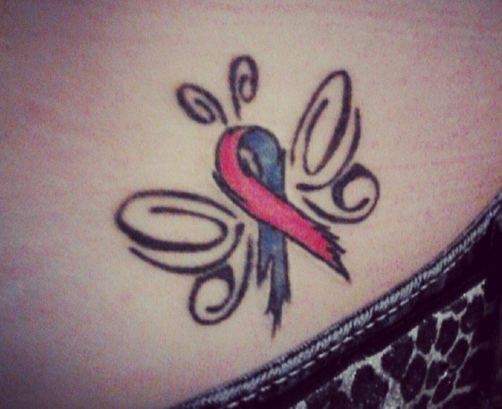 fjäril-tatuering-mening-band-mot cancer