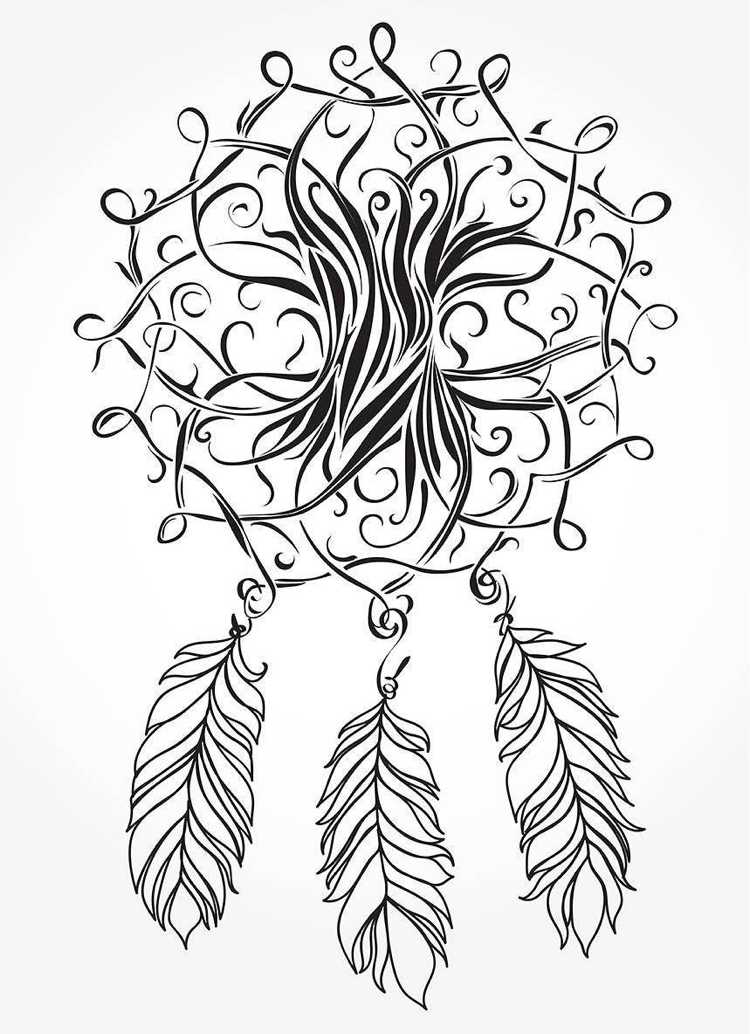 Drömfångare tatuering mall med livets träd abstrakt