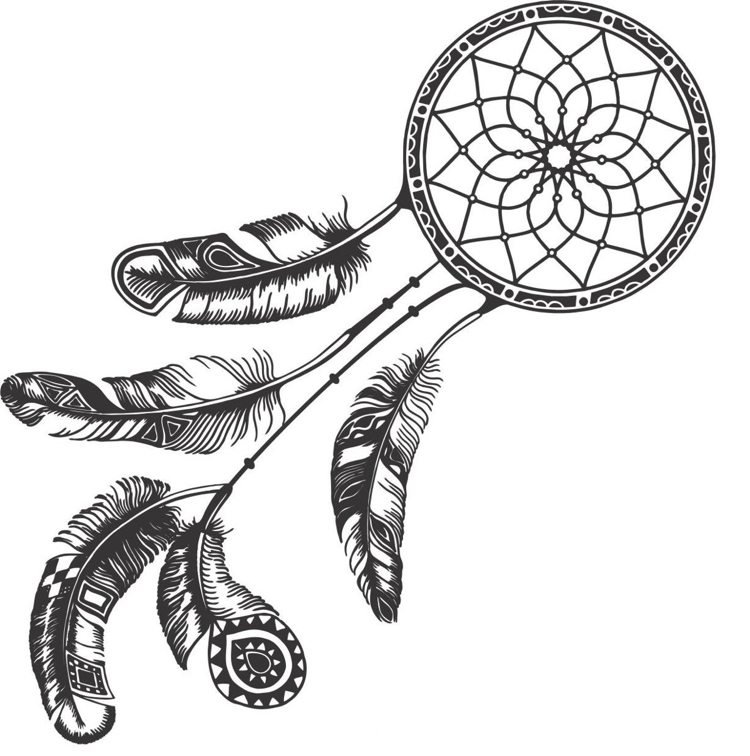 Drömfångare tatuering mall olika fjädrar abstrakt
