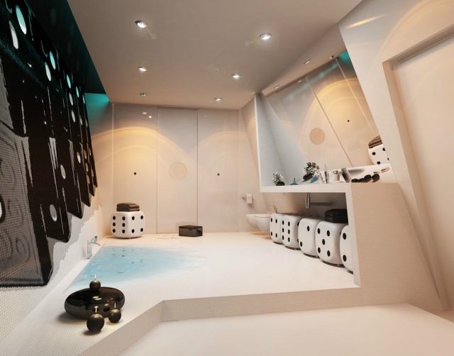 badrumskoncept 3d -visualisering - integrerat badkar utan ram