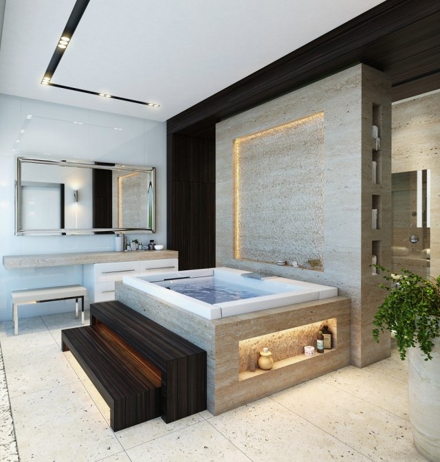 lyxigt badrum design badkar steg in