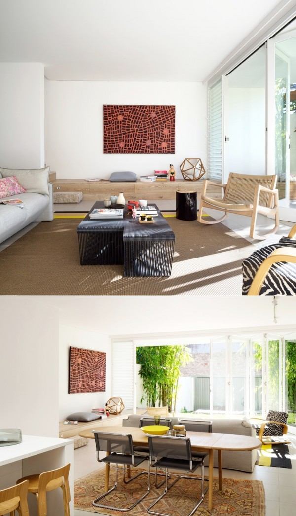 Fönster fram-rotting-fåtölj-med-soffbord-konst-dekor