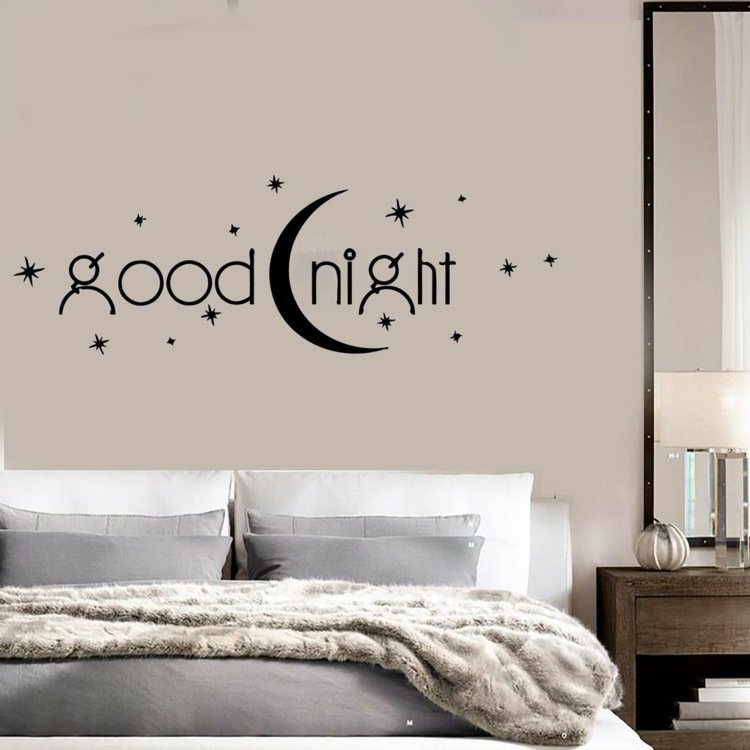 väggdekal-sovrum-stjärnor-måne-bokstäver-godnatt