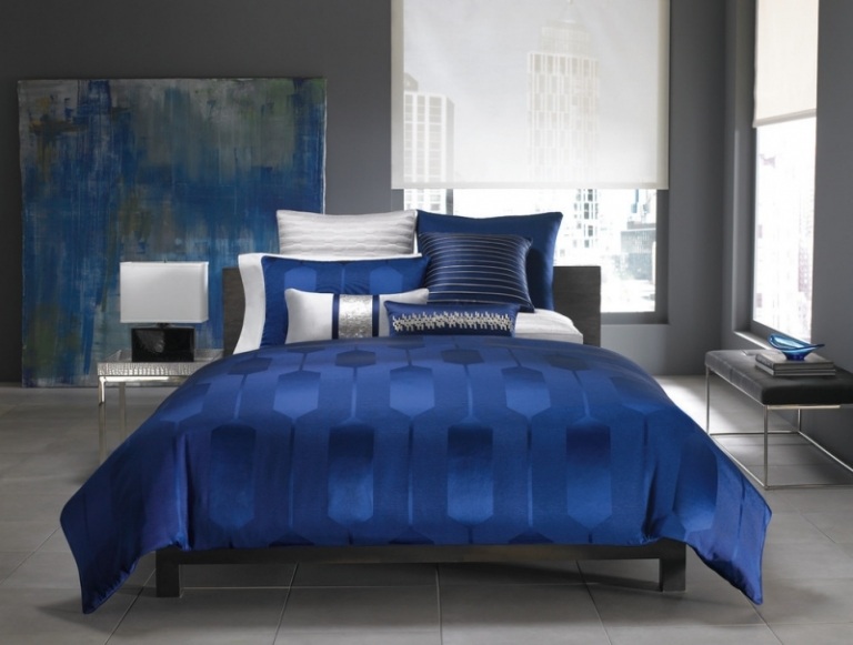 Filtar-för-sovrummet-blå-modern-satin