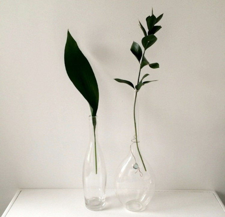 dekoration av gröna blad vas modernt glas