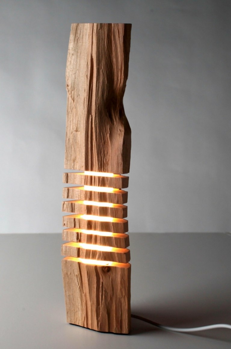 dekoration gjord av trä golvlampa design moderna rustika ränder