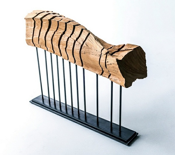 Skulptur trä modern design stålkonstruktion dekoration