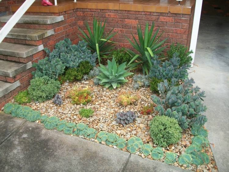 framgård design succulenter ordna småsten sten trädgård tegel