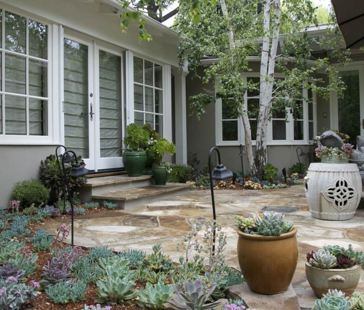 rabatter design succulenter planter lyktor terrass