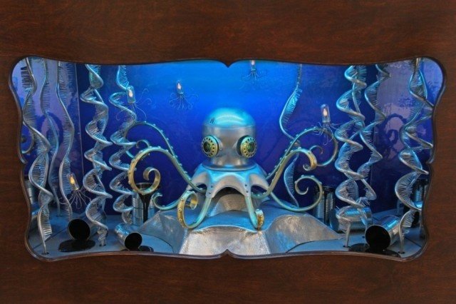 Akvariumidéer bläckfiskdekorationsfigurer