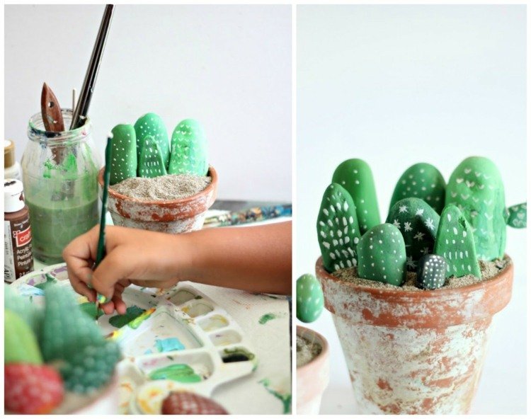 deco-terrass-kaktus-sten-gör-det-själv-måla-grön-vit-sand