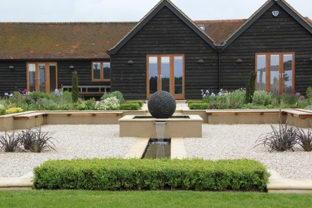 dekorativ, original, modern design, engelsk innergård
