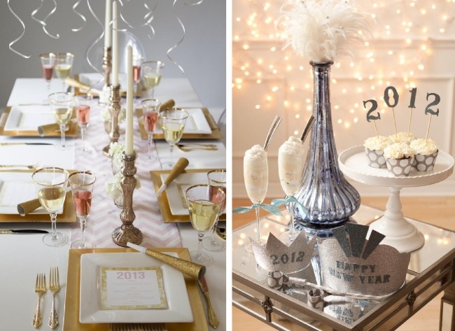 deco nyårsfesten färger guld silver bordsdekoration