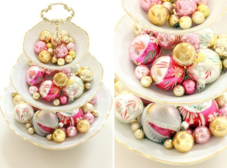dekoration för jul dessert stå jul dekorationer bollar rosa guld