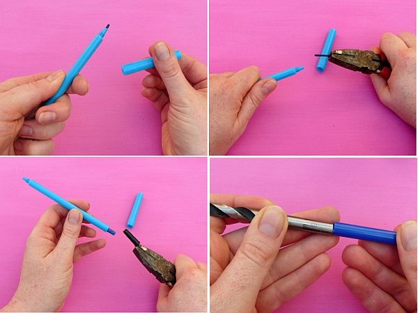 Gör din egen dekoration för barnkammaren färgglada klockfärgade pennor DIY