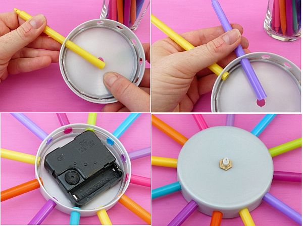 Gör en klocka av färgpennor själv