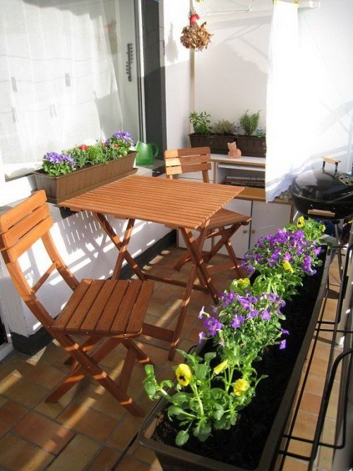 dekoration idéer för balkong terrass möbler trä