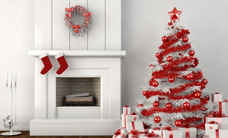deco idéer jul traditionell vit röd elegant modern