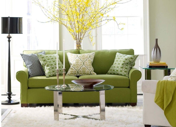 Dekorationsidéer-hus-vardagsrum-grön-soffa