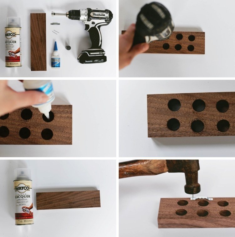 Dekorationsidéer för köket-gör-det-själv-fästen-magnet-kniv-kant-trä-diy
